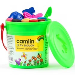 Camlin Play Dough 12 Shades,Child Safe,Non Toxic,Vibrant & Soft-Bucket