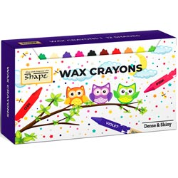 Shape 12 Assorted Shades Wax Crayons-Carton Pack/57mm*7.5mm Dia Each