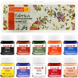 Camel Fabrica Acrylic Colours Ultra 10 Assorted Shades-15ml Each Bottle