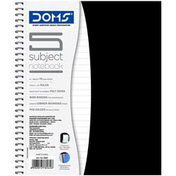 DOMS 300 Pages 5 Subject Single Line Ruled Spiral Notebook,70 GSM 21* 29.7cm-1Pc