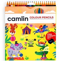 Camlin Colour Pencils 175mm Length Each(Hexogonal)-Carton/1N Sharpener Free