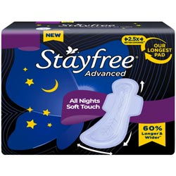 Stayfree Advanced All Nights Soft Touch Sanitary Pads 40% Longer-XXL+/4Pads/370m