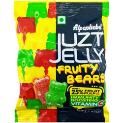 Alpenliebe Juzt Jelly Fruity Bears with 25% Fruit & Pulp Soft Candy-22.5gm