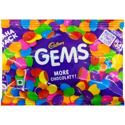 Cadbury Multicolor Gems,More Chocolaty Candy-15.8gm Pouch