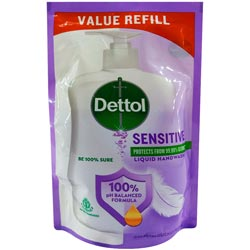 Dettol Sensitive Liquid Handwash Protects from 99.99% Germs-175ml Refill Pack