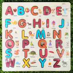 Wooden English Alphabet Letters caps ABC with Images