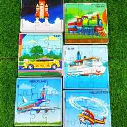 9 Pieces Wooden Jigsaw Puzzles,Vehicle Theme Combo 1