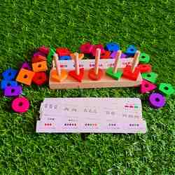 Wooden Multicolor Block Matching Puzzle on Shapes