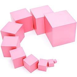 Montessori Sensorial Pink Tower Wooden Educational Toy 10 Cubes,from 1cm to 10cm