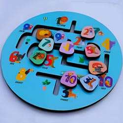 Wooden Round Educational Number Maze Game