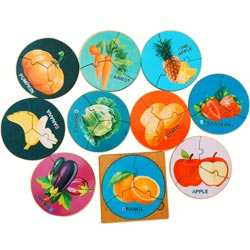 3 Pieces Fruits and Vegetables Puzzle Cards