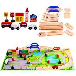 Wooden Rail Over Pass Toy with Multiple Accessories
