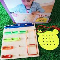 Wooden Geo Board with Lacing