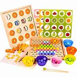 Wooden 2 in 1 Beaded Memory Game
