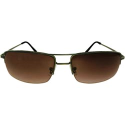 Light Brown Shade Half Metal Frame Sunglass with Spring Side Grip