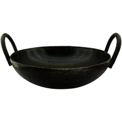 Heavy Quality Iron Made Vessel with 2 Sides Hand Grip/Vada Satti(D=25cm,H=8cm)