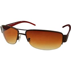 Half Metal Frame Brown Fancy Sunglass with Spring for Side Grip-Brown Shade