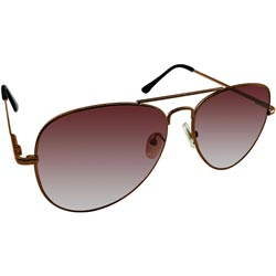 Dual Shade Round Shape Full Metal Sunglass with Spring for Side Grip-Light Brown