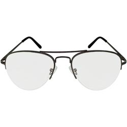 Half Metal Frame White Lens Sunglass with Spring for Side Grip-White Lens