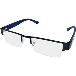 Half Metal Frame White Lens Sunglass with Spring for Side Grip-Blue Grip